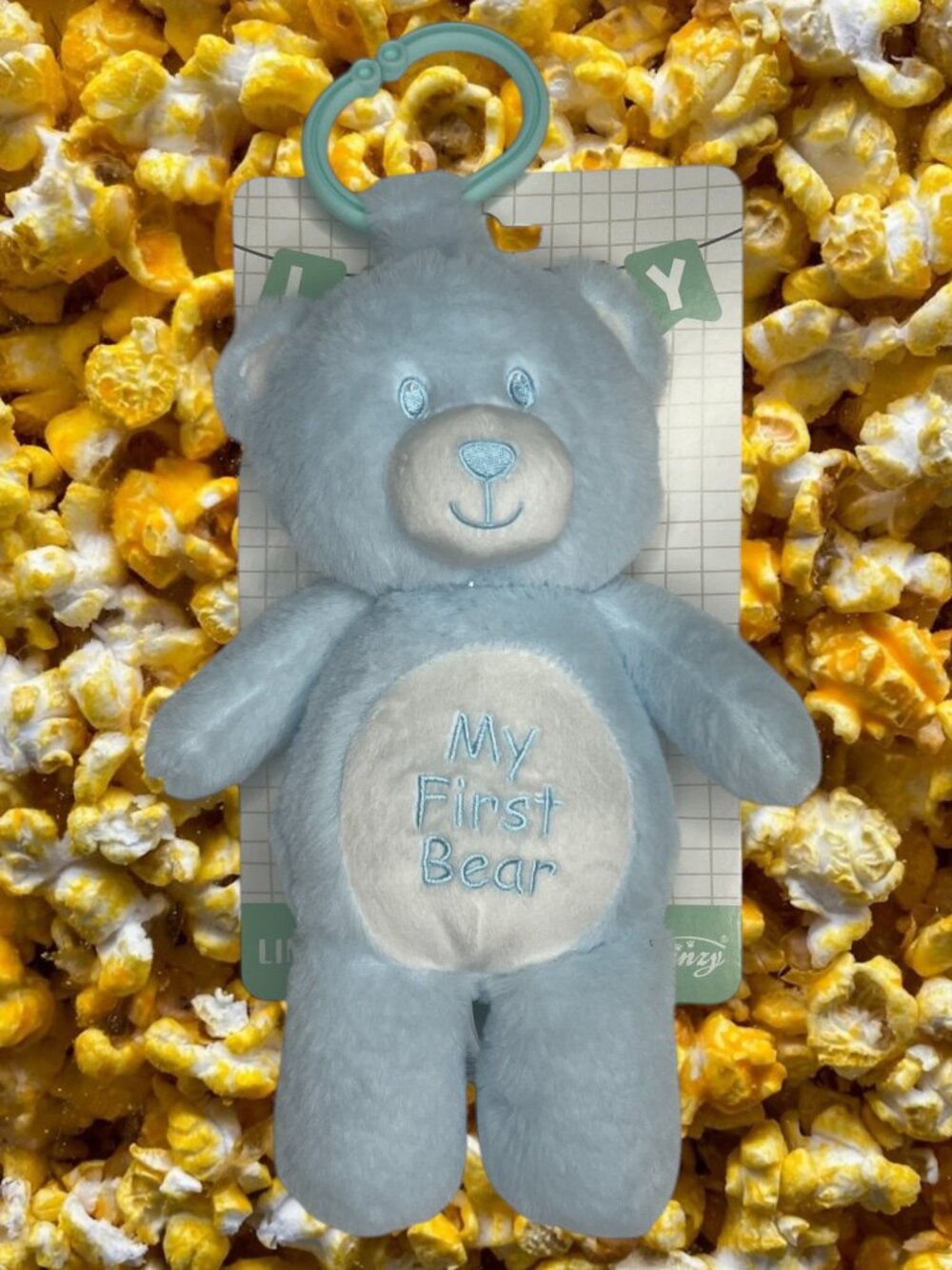 NEW Linzy My First Bear Teddy Sensory Toy Plush Stuffed Animal Clip On Rattle